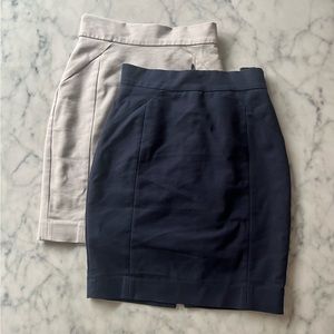 H&M Classic Tailored Pencil Skirts in Navy and Cream White Womens US Size 4
